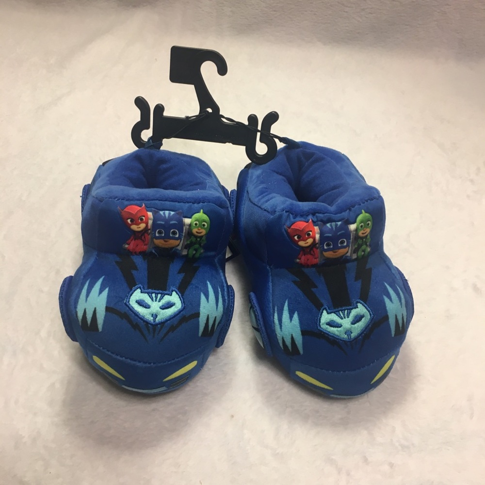 PJ Masks Car Slippers Kids Size 5/6 Blue New Superhero House Shoes Catboy Gekko